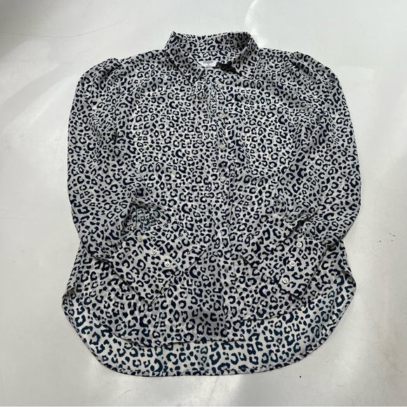 UNTUCKit Tops - Untuckit women’s leopard print blue white button down shirt us4 L105-33